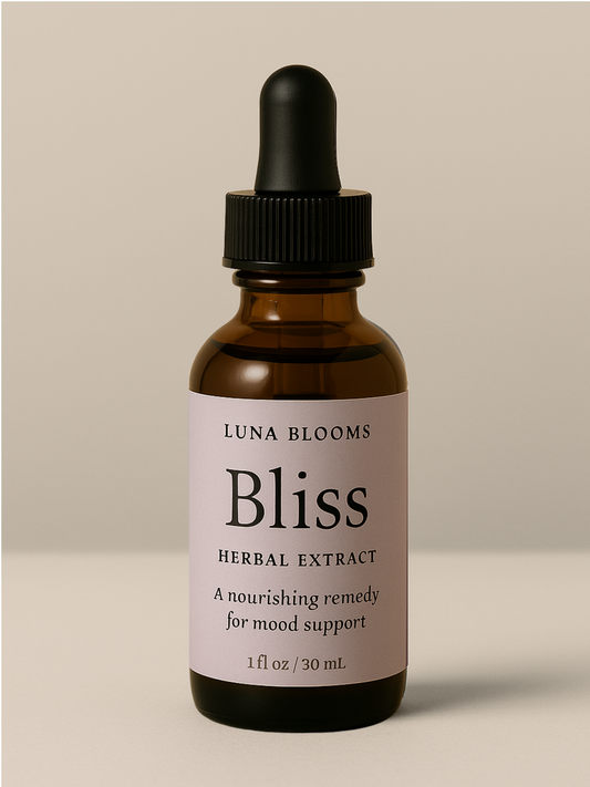 Bliss tincture for PMS mood support and nervous system balance from Luna Blooms
